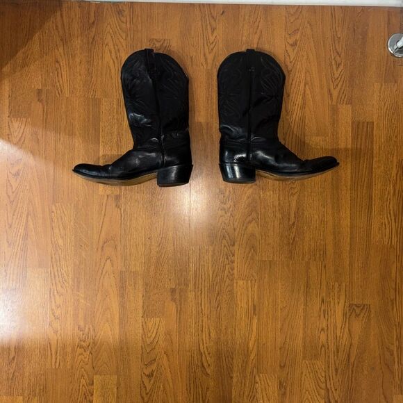 1990s Lucchese 4710 Black Cowboy Boots 11.5 D Mens - Picture 6 of 10